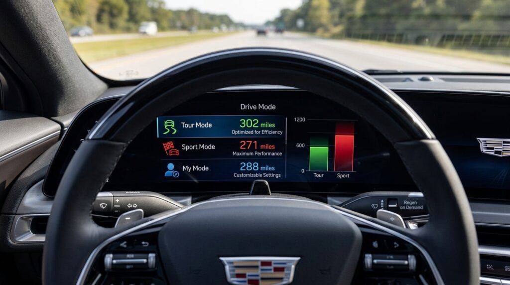 Do the Driving Modes in Cadillac Lyriq Offer Different Ranges or Battery Usages?