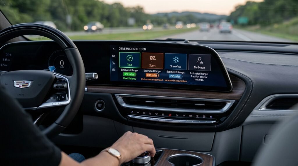 Do the Driving Modes in Cadillac Lyriq Offer Different Ranges or Battery Usages?